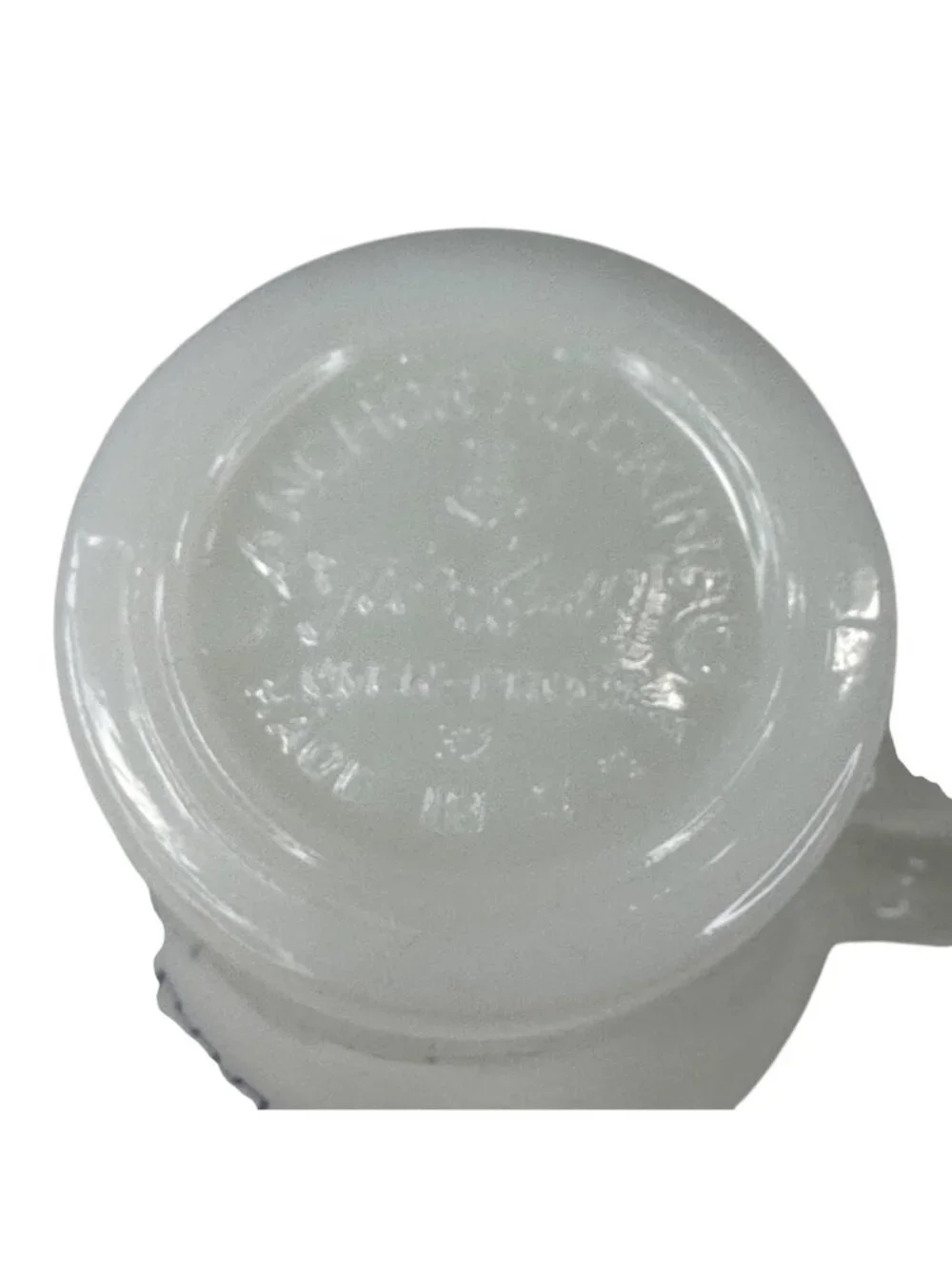 2 Fire-King Anchor Hocking White Castle Milk Glass Coffee Mug Blue Graphics Vtg - Picture 4 of 12